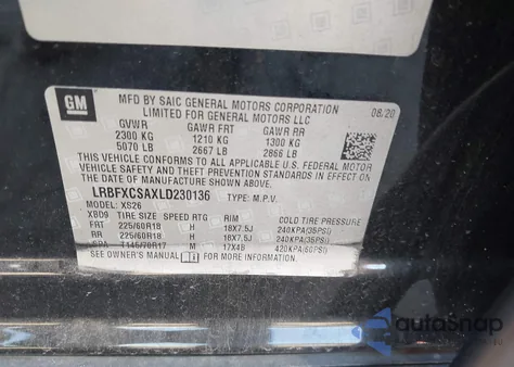 2020 Buick Envision Fwd Essence из США, поврежденный, VIN LRBFXCSAXLD230136